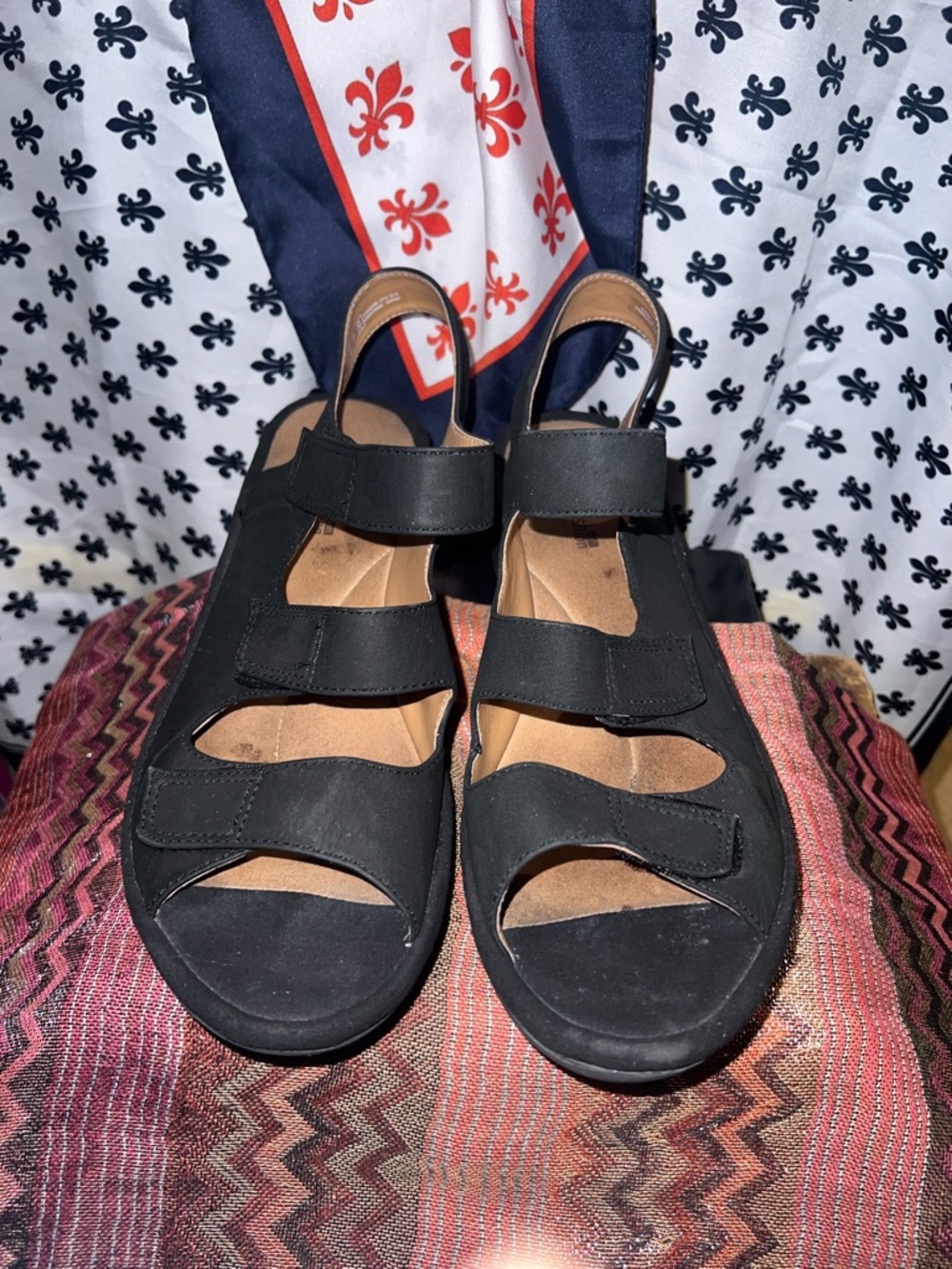 Clacks Black Velcro Strap Comfort Sandals